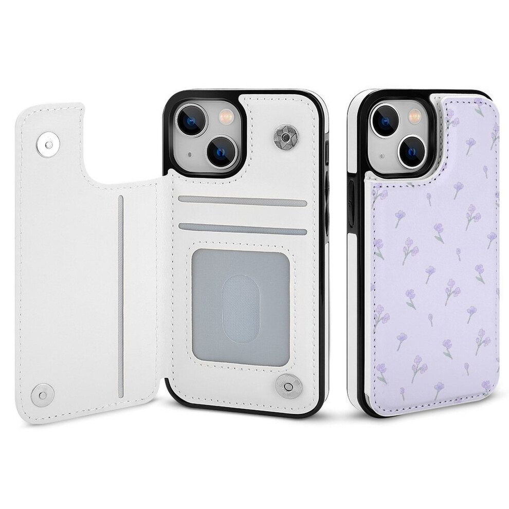 Floral Pattern Compatible With Iphone 14 Wallet Case, Pu Leather Flip Folio With Card Holder, Kickstand & Magnetic Clasp 9314556331121