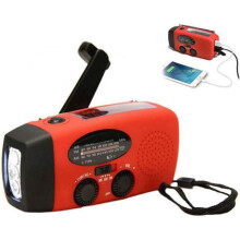 1pc Solar Hand Crank Radio with LED Light, 350mAh Ni-MH Battery, Compatible with AAA, for Camping, Hiking, Emergency