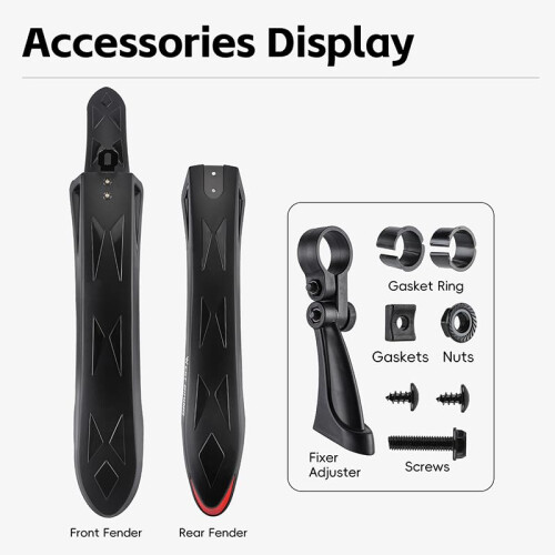 ICOCOPRO MTB Mudguards SetAdjustable Bike Mudguards with ReflectorsUniversa 2