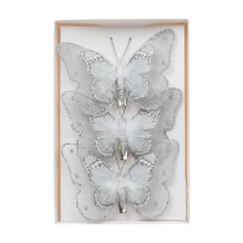 hengsof Pink & Golden Glitter Butterfly Clip-On Ornament, Compatible with Christmas Tree, Garland, Fireplace, No Power Needed