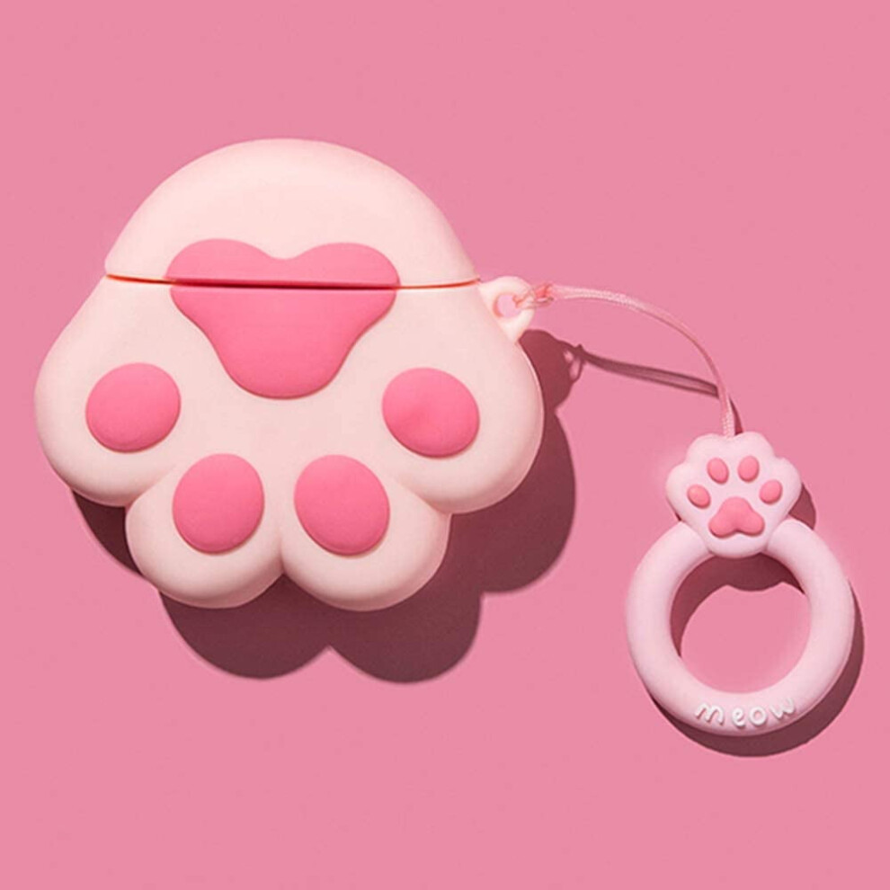 Compatible With Cat Paw Compatible With Airpods Case 1/2, Kids Teens Girls Women Protective Silicone Skin For Airpod Case Cat Paw, Pink 9314556329180