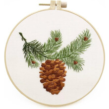 Beginner DIY Hand Embroidery kit for Home Decoration Hanging Pictures Large Pine Cones