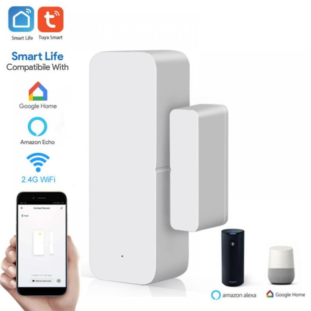 Smart Wifi Door Sensor Door Open / Closed Detectors Wifi App Notification Alert Alarm Support Alexa Google Home 9338982120029