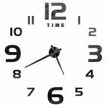 3D Large Wall Clock DIY Acrylic Mirror Decal, 37 inch (60-90cm), Multiple Styles, Black, Living Room Home Decor