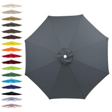 8ft Patio Umbrella Replacement Canopy UV Resistant Waterproof Outdoor Cover for Garden Backyard Grey