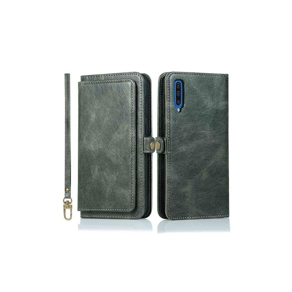 Compatible With Samsung Galaxy A50 - Stylish Dual-Function Wallet Case Dark Green 9338982120654