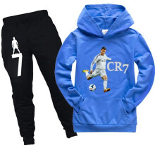 Ronaldo CR7 Kids Hoodie Sweatshirt with Hood + Pants Tracksuit Outfits for Boys Blue Blue 160cm