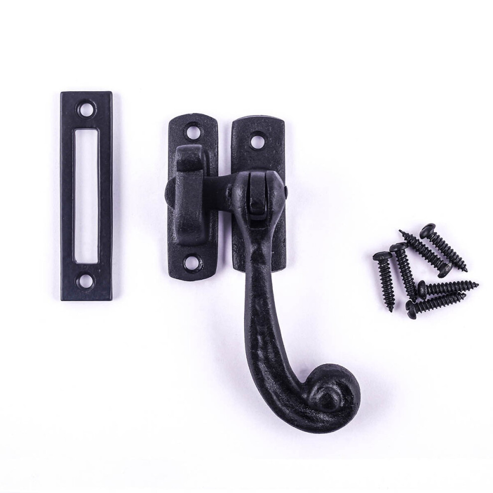 Renovator's Supply Black Wrought Iron Window Sash Lock 3.75" Window Locks 9338982121293
