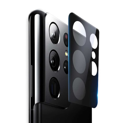 2-Pack Full Coverage Galaxy S21 Ultra Camera Lens Protector Glass Black 2