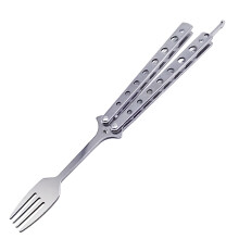Yakbaofuo Stainless Butterfly Outdoor Portable Folding Butterfly Fork Spoon CSGO Butterfly Throwing