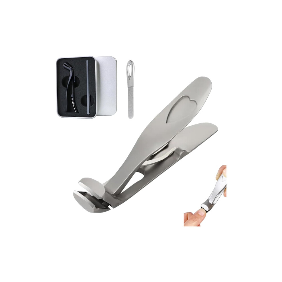 Nail Clippers for Thick Toenails, Ergonomic Angled Head Senior Toenail Clippers, Shirem Nail Clippers Silver 1set
