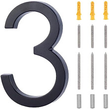 6 Inch Floating House Number 3 Zinc Alloy House Address Numbers Metal Modern House Numbers with Iron Screws