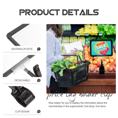 Signage Clip Merchandise Holder Plastic Practical Price Tag Display Holders Adjustable on Label 2