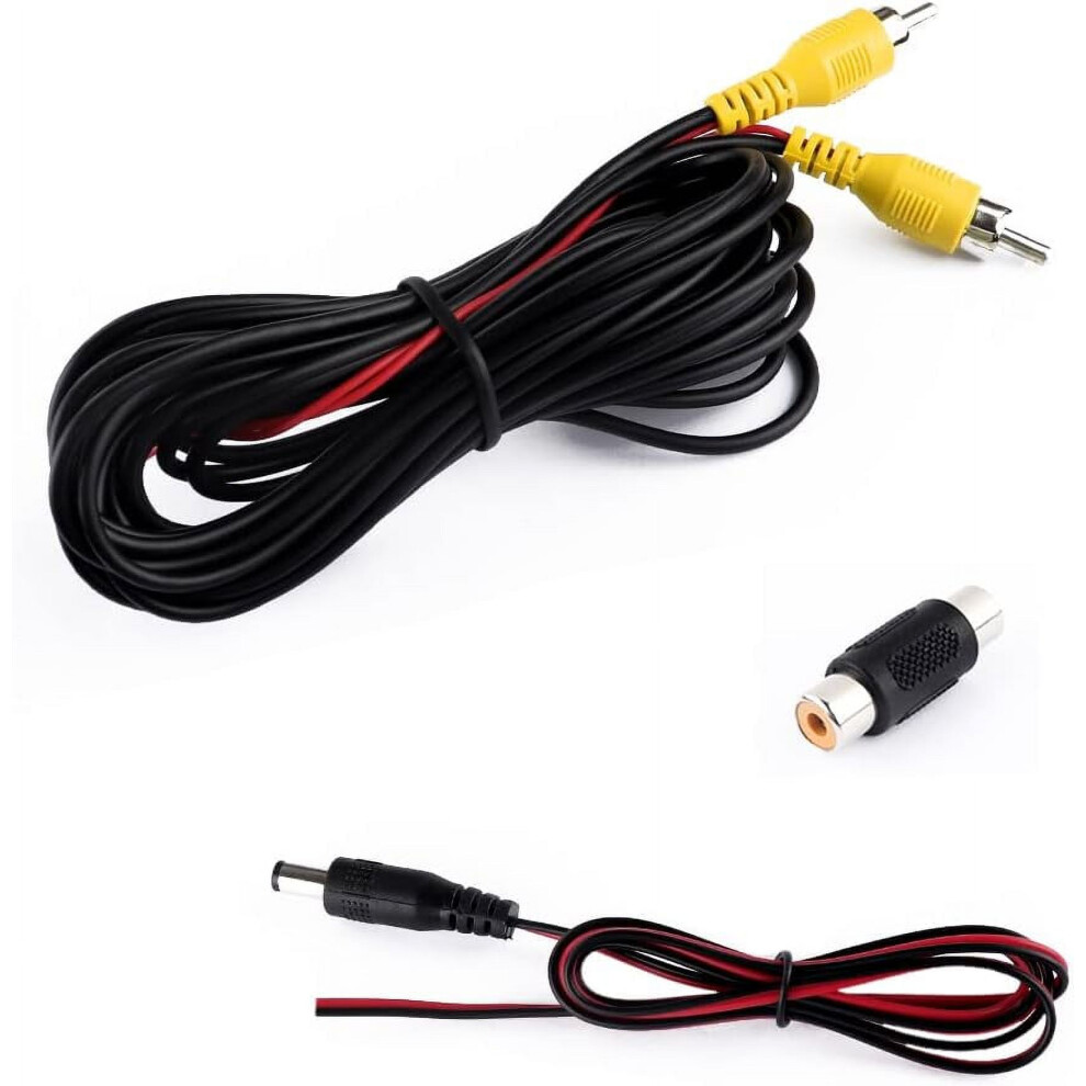 Universal Backup Camera Av Extension Cable Kit,20Ft Car Video Rca Cable + Rca Male To Male Av Connector Adapter 9377112377872