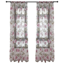 Mojoyce Peony Tulle Curtains for Living Room Floral Window Sheer Curtain (Pink)