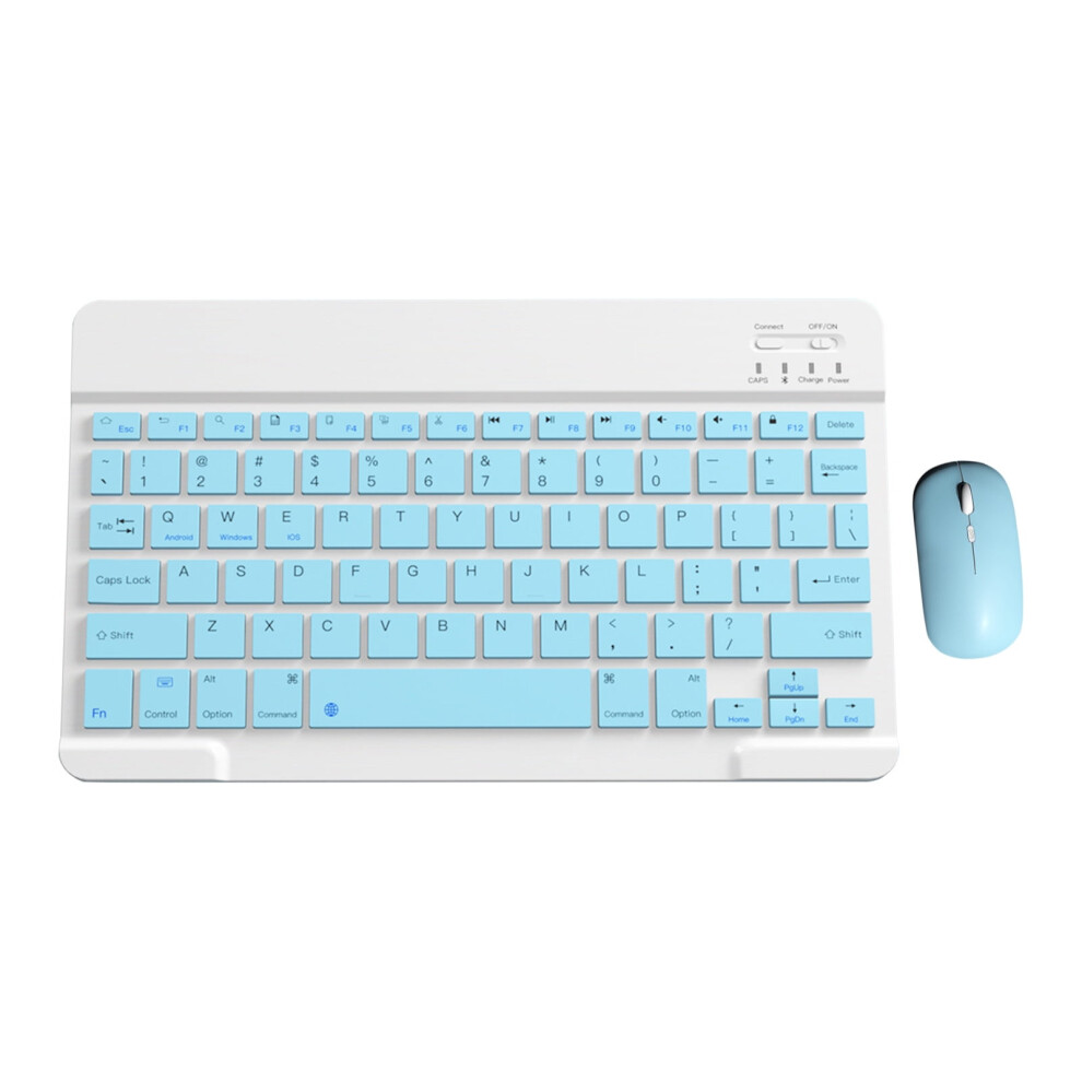 Wrkekc Clearance Bluetooth Keyboard & Mouse Portable Bt Wireless Keyboard & Mouse For Android Pc Tablet Light/Blue 9377112378718