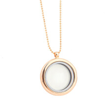 Fashion Women DIY Empty Pendant Necklace Lovers Locket Pan Glass Drop Long Chain Necklace Christmas Gift