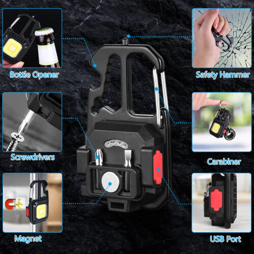 URAQT Upgraded LED Keychain Flashlight 1000 Lumens Mini LED COB Flashlight 2