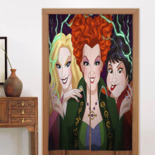 Hocus Pocus Door Curtain for Doorway, Pattern Print Blackout Privacy Window Curtain, Room Divider Curtain Tapestry Home Decor, 34" W X 56" L