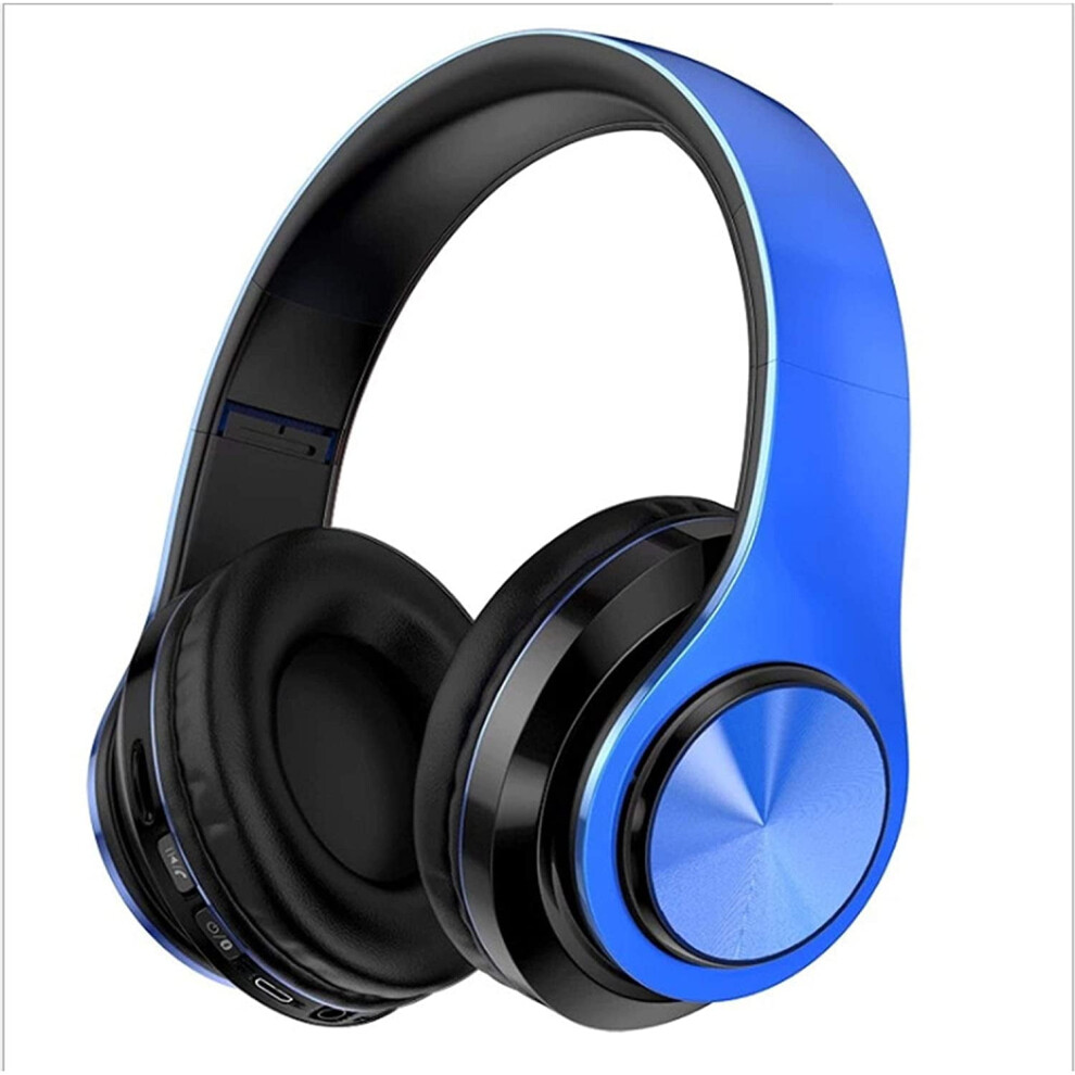Wireless Luminous Tooth Headset Foldable Stereo Earphones Headsets Mic- Blue 9027700913950