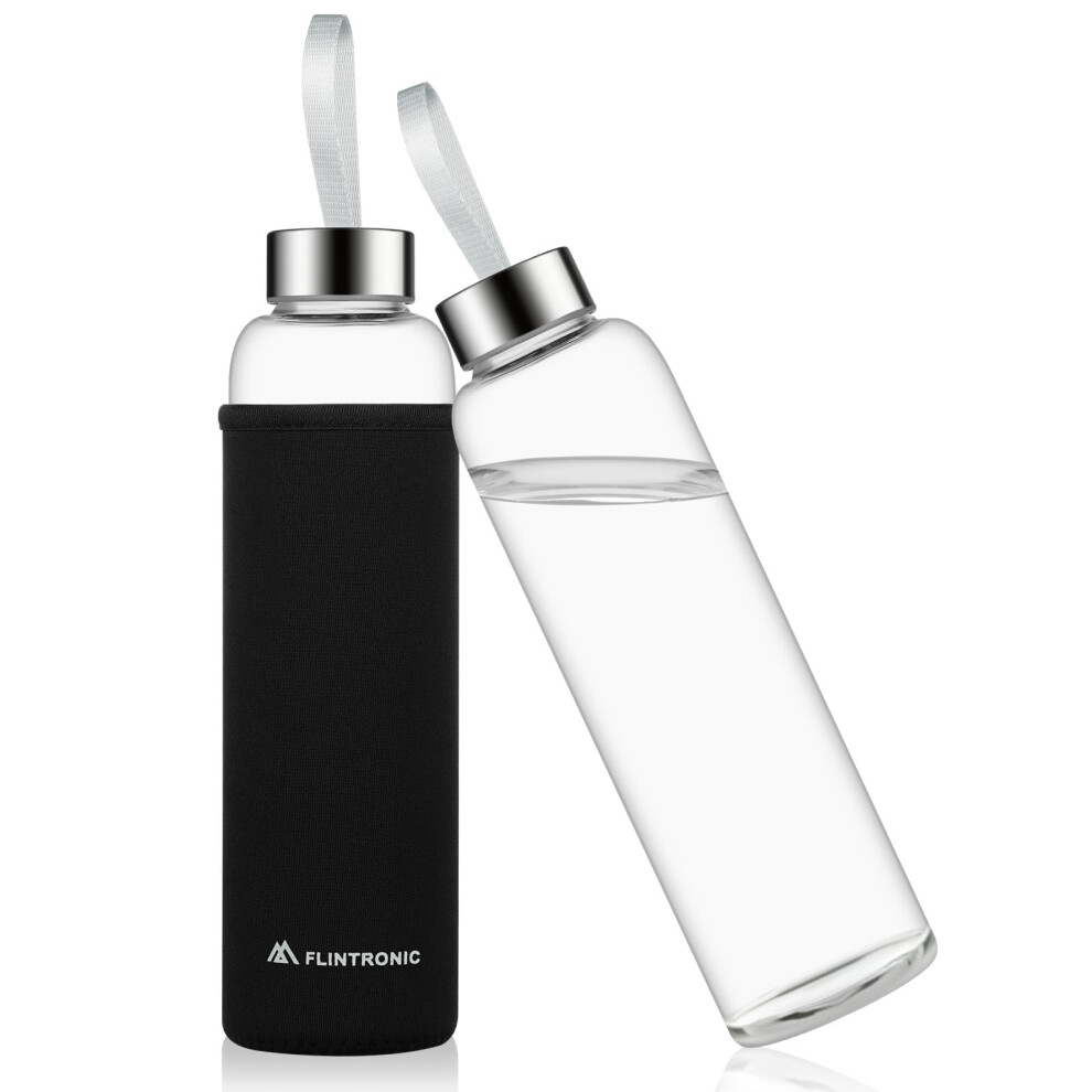 Flintronic Glass Water Bottle 550Ml Borosilicate Water Bottle For Hot Cold