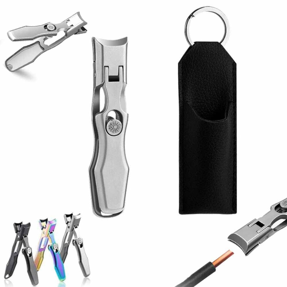 Silver Nail Clippers For Thick Nails With Wide Jaw, Ultra Sharp Blades, Nail Catcher, For Seniors