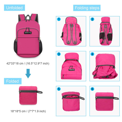 Jedebartey Rucksack 22L Ultra Lightweight Backpack Foldable Hiking Daypack 2