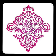 Vintage Damask Painting Stencil 11.81x11.81 Inch Reusable PET Craft Stencil Hollow Out Template for Wood, Fabric, Paper, Walls, Canvas, Furniture DIY