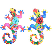 2Pcs Rustproof Iron Gecko Wall Decoration Metal Lizard Ornament for