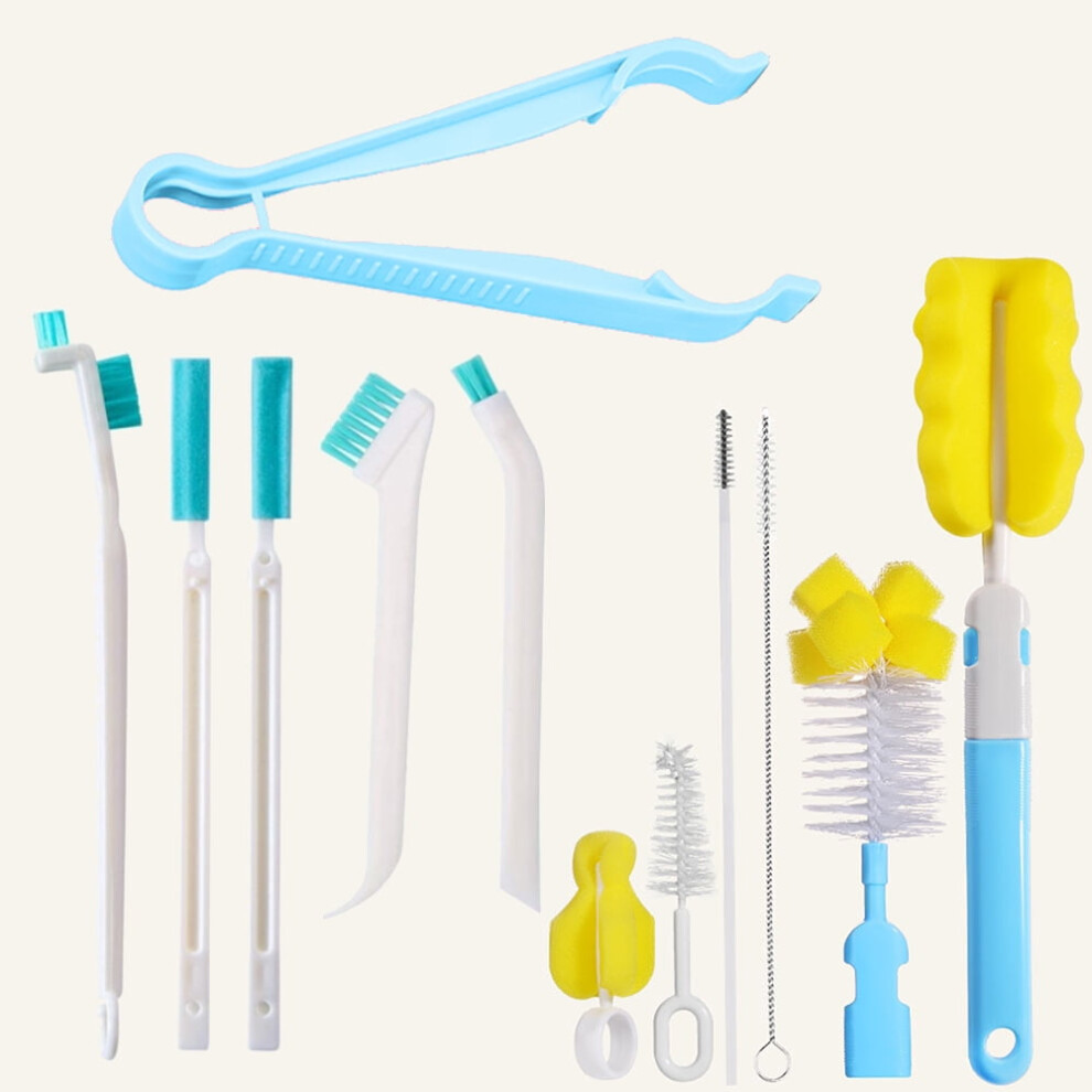 OUSITAI 12Pcs Water Bottle & Kettle Cleaning Kit, Rotary Baby Bottle Brush, Nipple & Straw Cleaner with Sponge Brushes – Compatible with baby