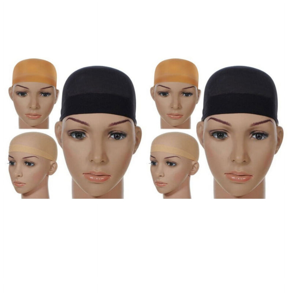 Unisex Black Deluxe Wig Cap Hair Net For Weave 4 Pieces Hair Wig Nets Stretch Mesh Wig Cap For Making Wigs Free Size(Black)