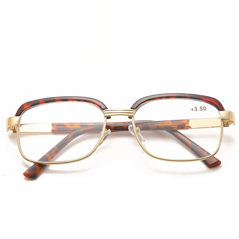 New Retro Eyebrow Reading Glasses with Non Spherical Glass for Elderly People, Thick and Large Face Metal Frame