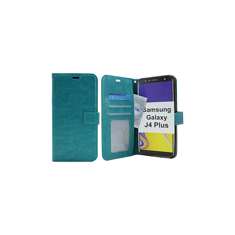 Crazy Horse Wallet Compatible With Samsung Galaxy J4 Plus (J415fn/Ds) Turquoise 9399596992334