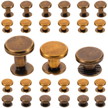 30 Pcs Copper Flat Head Screws Stud Flat Fastener Belt Harness Nail Rivets Leather Notebook Craft DIY (Bronze, 5mm, 6.5mm, 8mm Style)