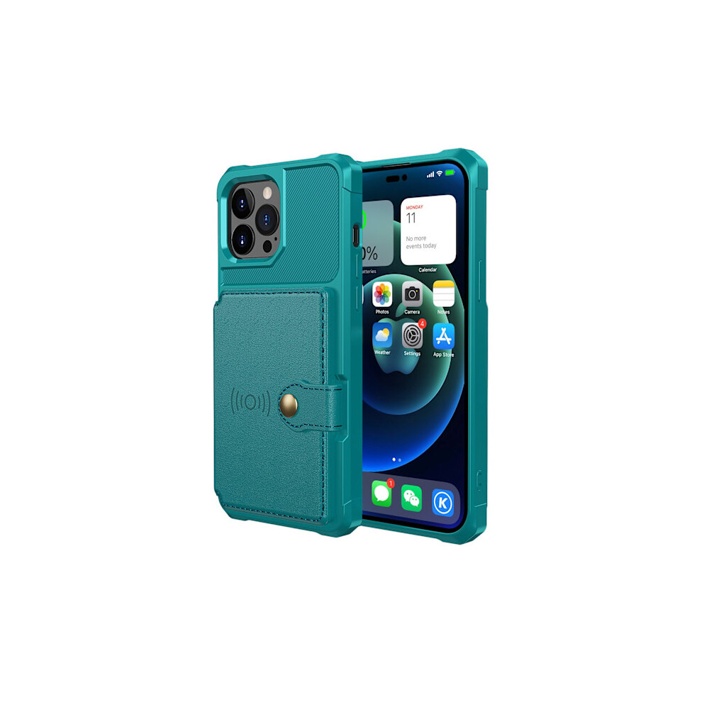 Compatible With Iphone 14 Pro Max - Stylish Case With Card Holder Green 9399596992518