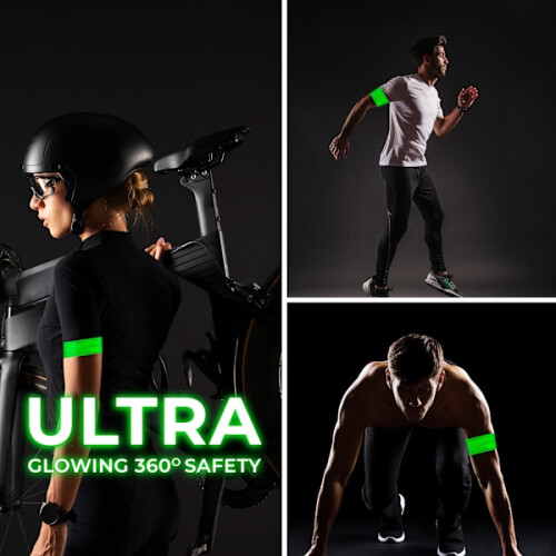 2-Pack Rechargeable LED Bracelet – High Visibility Running Light Green 2