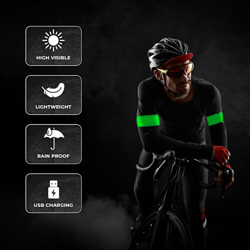 2-Pack Rechargeable LED Bracelet – High Visibility Running Light Green 1