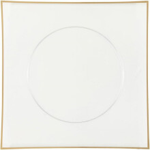 EcoQuality 13" Flat Square Charger Plates, Clear Plastic with Gold Rim, Heavy Duty Disposable - Compatible with China Like Party Plates (16)