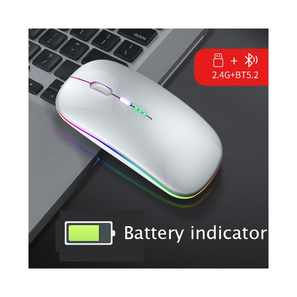 5.0 Wireless With Usb Rechargeable Rgb Mouse Bt5.2 For Laptop Computer Pc Macbook Gaming Mouse 2.4Ghz 1600Dpi 9085618223035