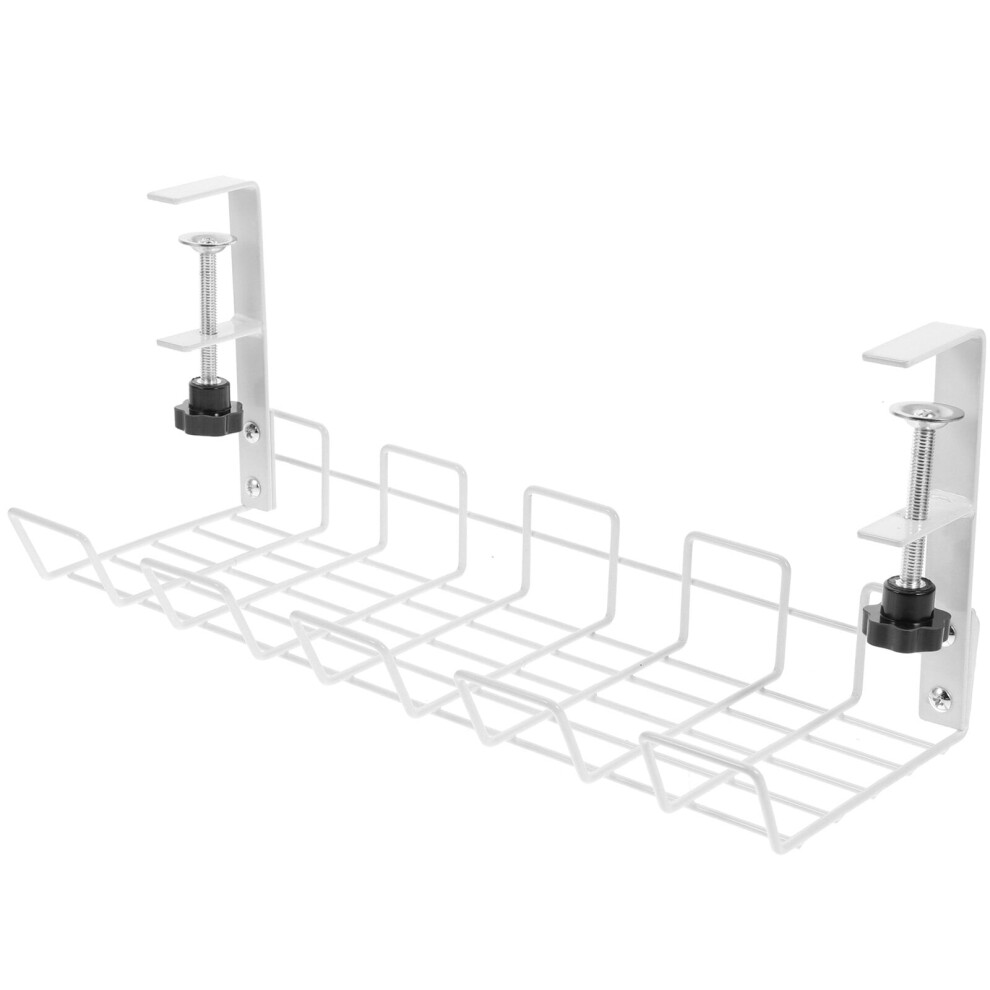 Under Table Shelf Metal White Shelves Cable Box Desk Management Tray Office Cord Organizer 9085618740846
