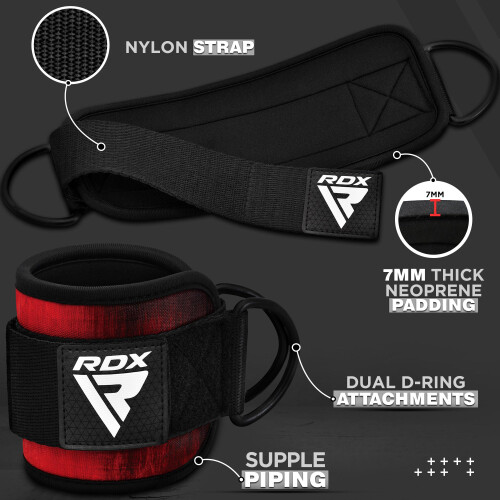 RDX Ankle Straps for Cable Machines – 7MM Neoprene Padded 10x4 Adjustable G 1
