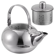 Stainless Steel Tea Kettle Stovetop Teapot Tea Maker Kettle Kitchen Kettle Pot with Infuser for Home Office Tea House Silver 16cm