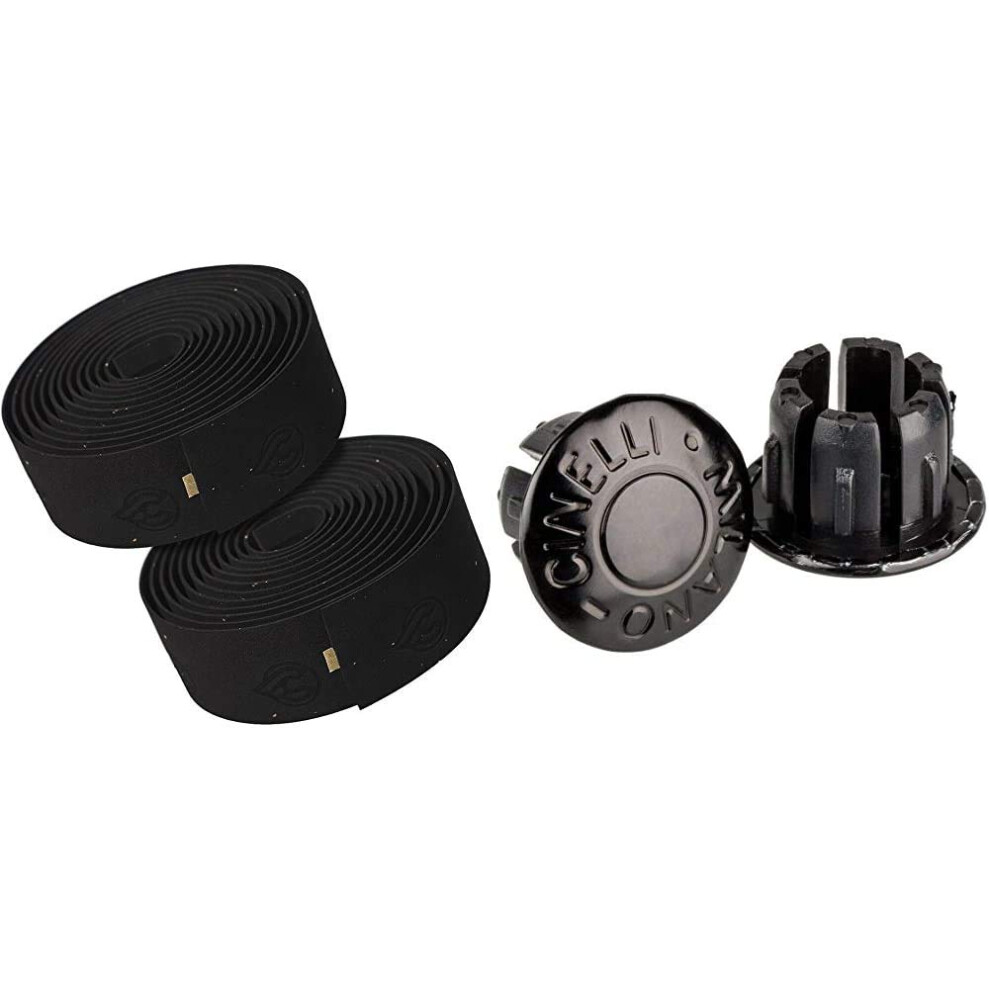 Cinelli Gel Cork Tape Handle Bar Tape Milano Anodized Bar End Plugs Black