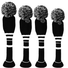 3 or 4 Pack Pom Golf Head Covers for Woods 1 3 5 Driver Fairway Hybrids Woo