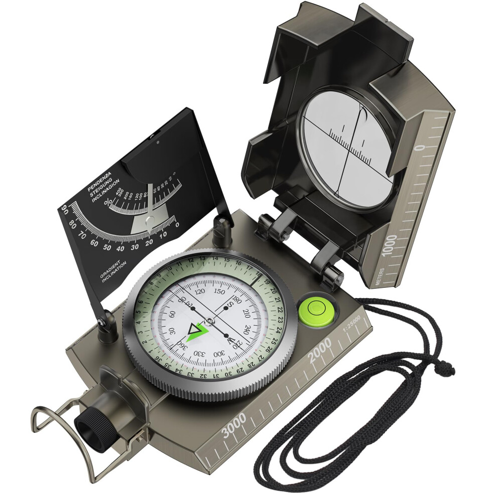 Proster Compass Navigation Compass Hiking With Clinometer With Fluorescent