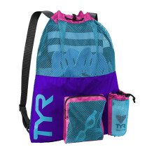 TYR Unisexs Big Mesh Mummy Backpack Bag PurpleBluePink 40L