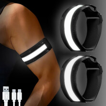 flintronic 2 Pack LED Armband for Running Light Up Armband Rechargeable High Visibility Reflective LED Luminous Armbands Magic Strap for Running Cyc