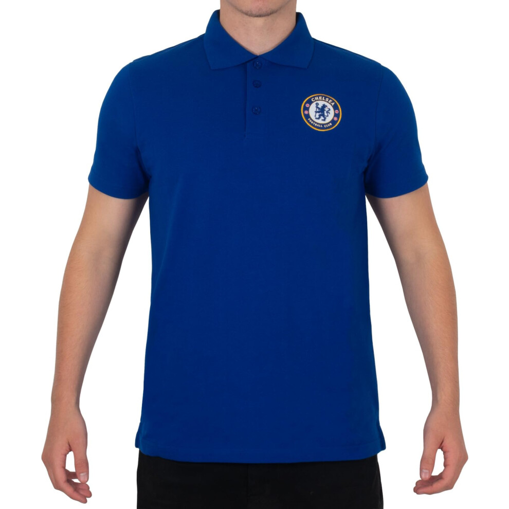 Chelsea Official Football Gift Mens Crest Polo Shirt Royal 3XL Blue