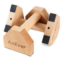 AnExer Wooden Parallettes Bars Solid Wood Push Up Bar Parallettes Bars Cali