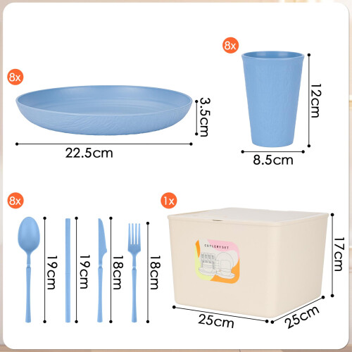 49pcs Unbreakable Dinnerware Sets for 4 People Reusable Plates and Cups Set 1
